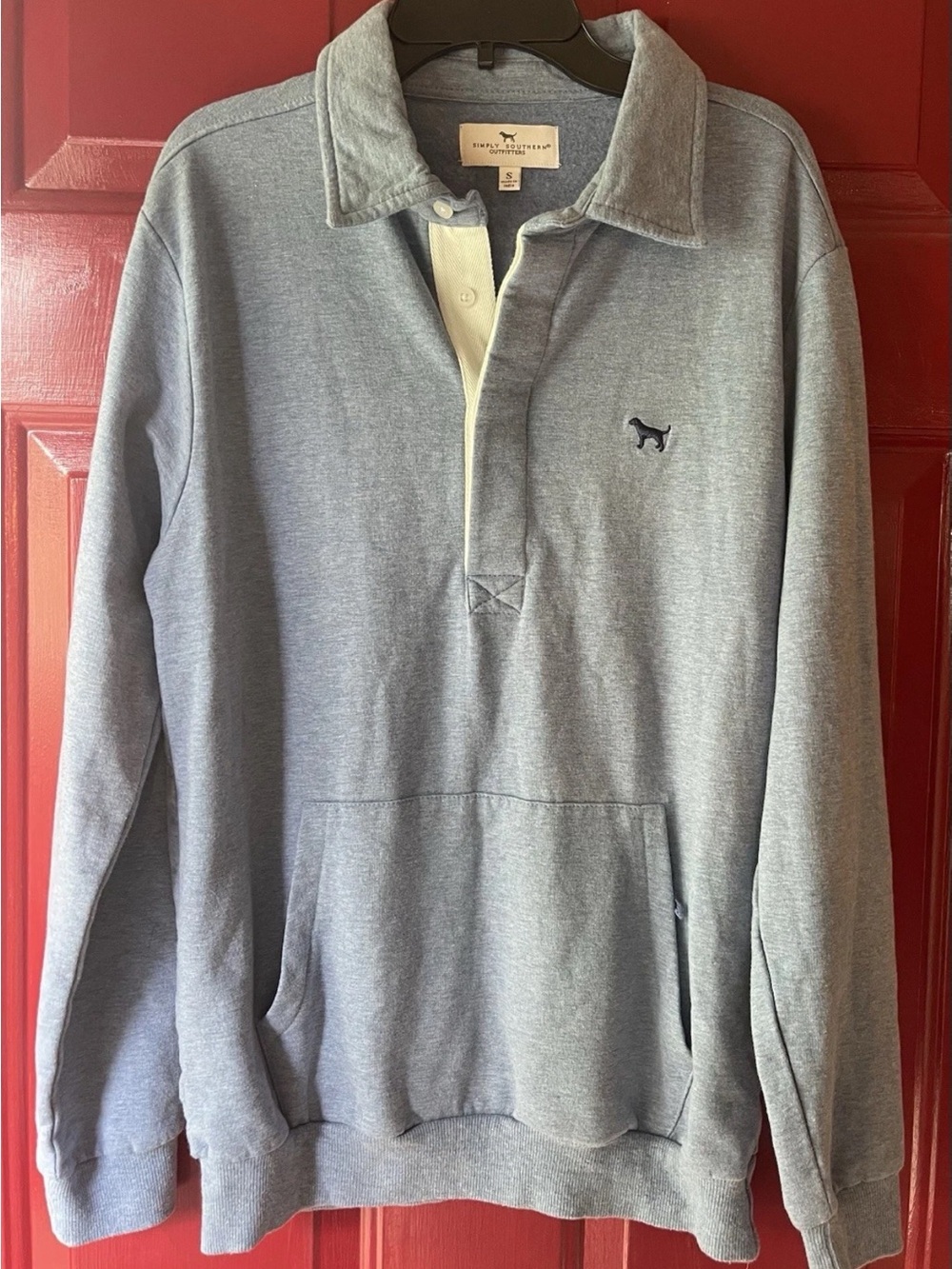 Simply Southern Men's Heather Blue Crewneck Polo Pullover